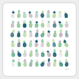 Pineapples in blue and greenery Sticker